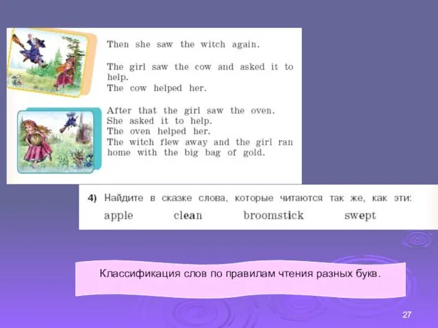 Классификация слов по правилам чтения разных букв.