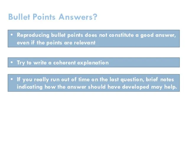 Bullet Points Answers? Reproducing bullet points does not constitute a