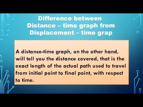 A distance-time graph, on the other hand, will tell you