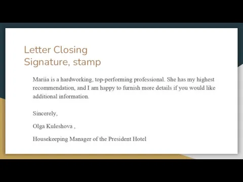 Letter Closing Signature, stamp