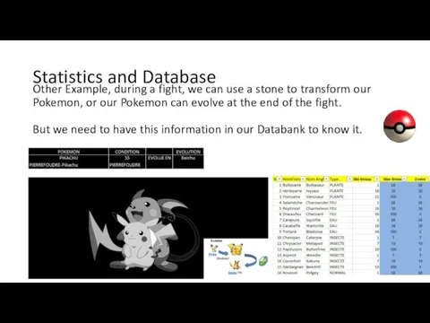 Statistics and Database Other Example, during a fight, we can