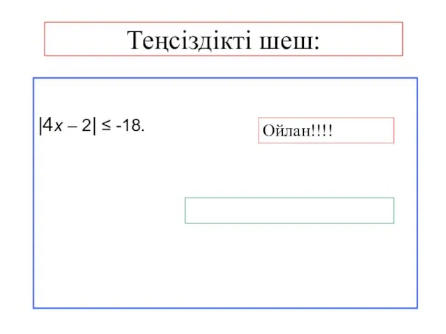 Теңсіздікті шеш: |4x – 2| ≤ -18. Ойлан!!!!