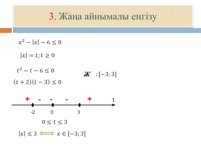 3. Жаңа айнымалы еңгізу t 0 -2 3 + - - - +