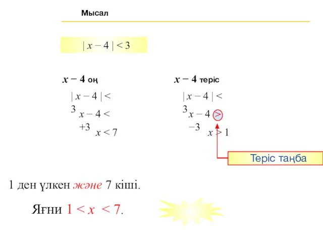 Яғни 1 | x − 4 | Мысал x −