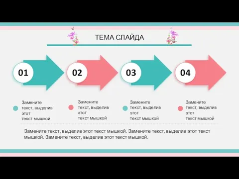 ТЕМА СЛАЙДА Замените текст, выделив этот текст мышкой. Замените текст,