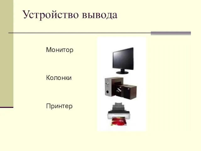 Устройство вывода Монитор Колонки Принтер