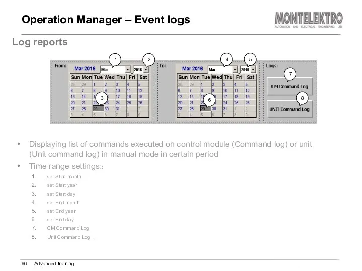Operation Manager – Event logs Advanced training Log reports Displaying
