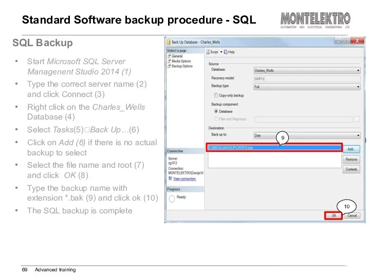 Standard Software backup procedure - SQL Advanced training SQL Backup