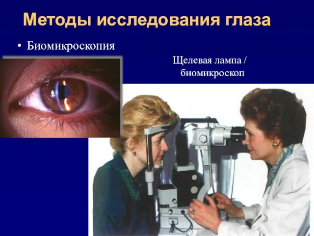 Методы исследования глаза Биомикроскопия Щелевая лампа / биомикроскоп