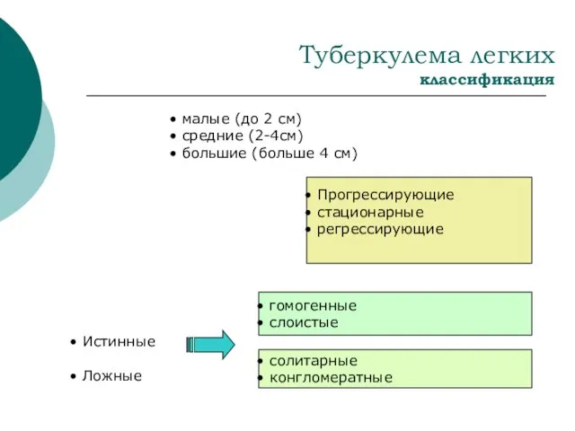 Туберкулема легких классификация малые (до 2 см) средние (2-4см) большие