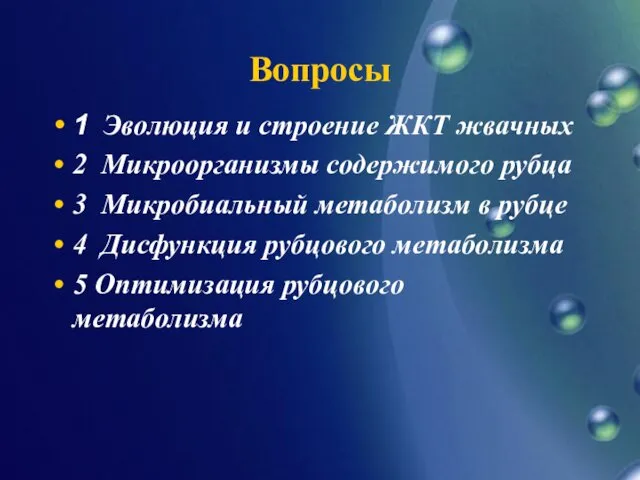 Вопросы 1 Эволюция и строение ЖКТ жвачных 2 Микроорганизмы содержимого