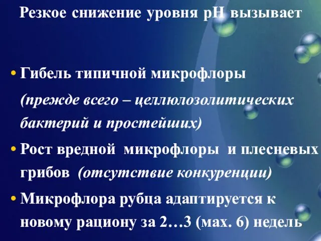 Резкое снижение уровня рН вызывает Гибель типичной микрофлоры (прежде всего