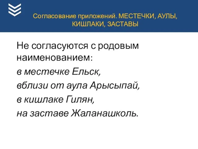 Не согласуются с родовым наименованием: в местечке Ельск, вблизи от