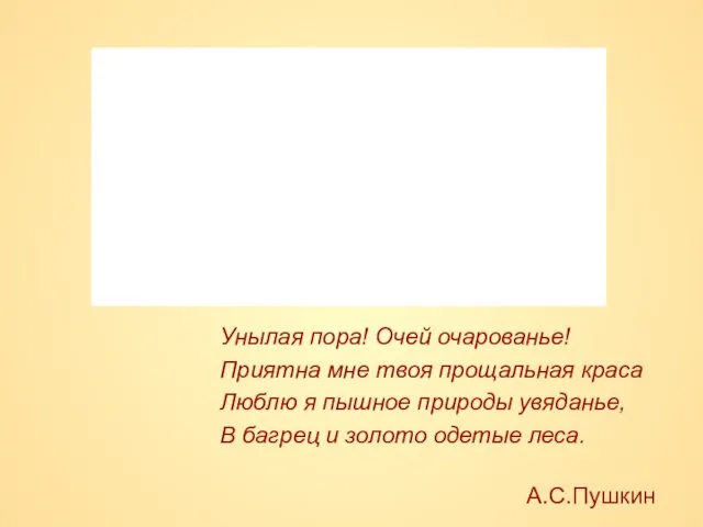 Унылая пора! Очей очарованье! Приятна мне твоя прощальная краса Люблю