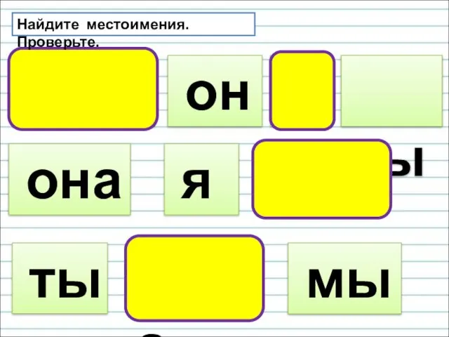 крот он она я ты мы вы река в под Найдите местоимения. Проверьте.