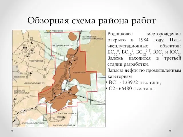 Обзорная схема района работ Родниковое месторождение открыто в 1984 году.