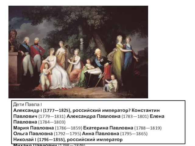 Дети Павла I Александр I (1777—1825), российский император? Константин Павлович