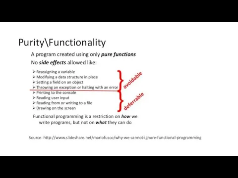 Purity\Functionality Source: http://www.slideshare.net/mariofusco/why-we-cannot-ignore-functional-programming