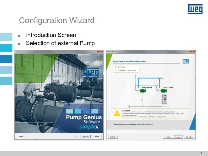 Configuration Wizard Introduction Screen Selection of external Pump