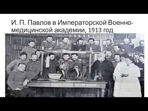 И. П. Павлов в Императорской Военно-медицинской академии, 1913 год