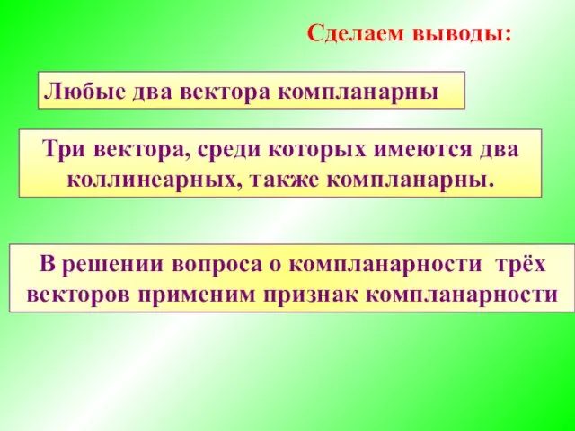 Сделаем выводы: Три вектора, среди которых имеются два коллинеарных, также