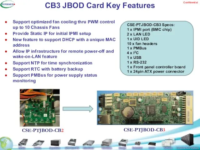 CB3 JBOD Card Key Features Support optimized fan cooling thru