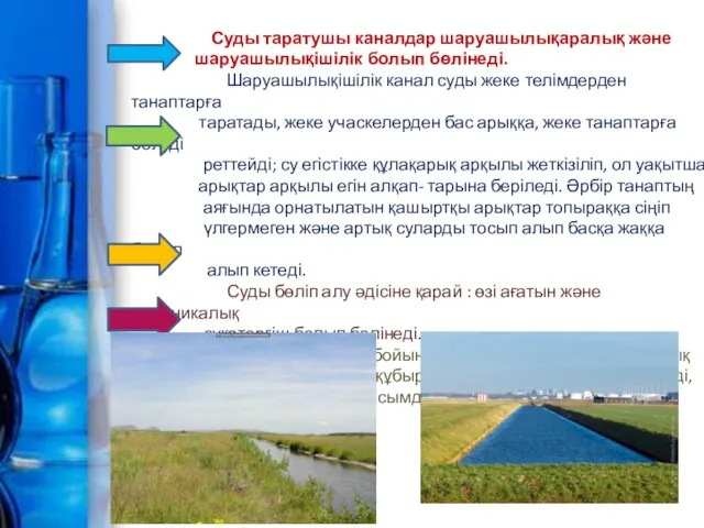 Суды таратушы каналдар шаруашылықаралық және шаруашылықішілік болып бөлінеді. Шаруашылықішілік канал суды жеке телімдерден