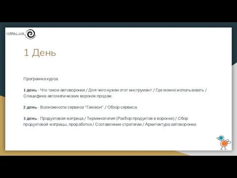 1 День Программа курса. 1 день - Что такое автоворонки