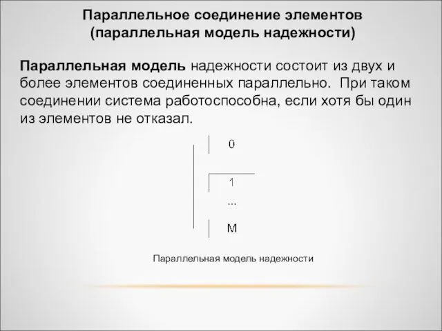 Параллельная модель надежности состоит из двух и более элементов соединенных