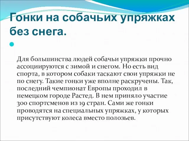 Гонки на собачьих упряжках без снега. Для большинства людей собачьи