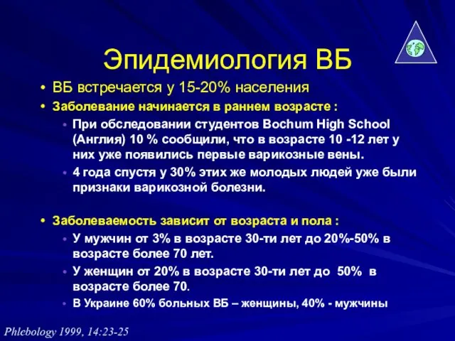 ВБ встречается у 15-20% населения Заболевание начинается в раннем возрасте