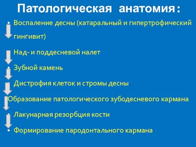 Патологическая анатомия: Воспаление десны (катаральный и гипертрофический гингивит) Над- и