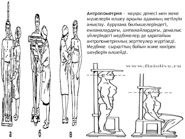 Антропометрия - науқас денесі мен жеке мүшелерін өлшеу арқылы адамның