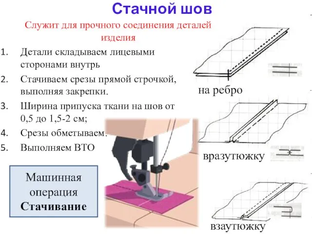 Детали складываем лицевыми сторонами внутрь Стачиваем срезы прямой строчкой, выполняя