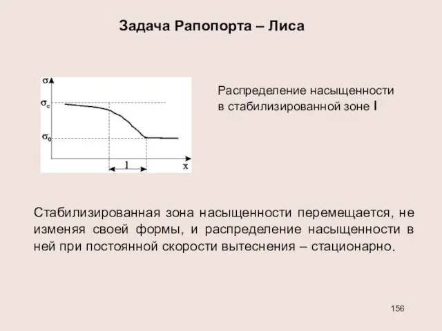 Задача Рапопорта – Лиса Распределение насыщенности в стабилизированной зоне l