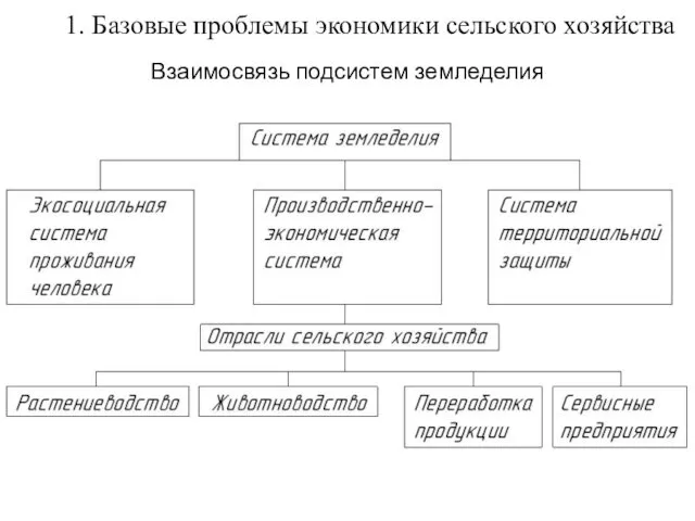 1. Базовые проблемы экономики сельского хозяйства Взаимосвязь подсистем земледелия