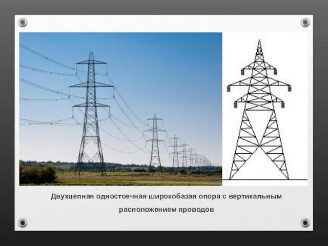 Двухцепная одностоечная широкобазая опора с вертикальным расположением проводов