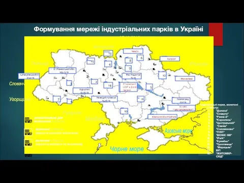 Формування мережі індустріальних парків в Україні станом на 27.10.2016