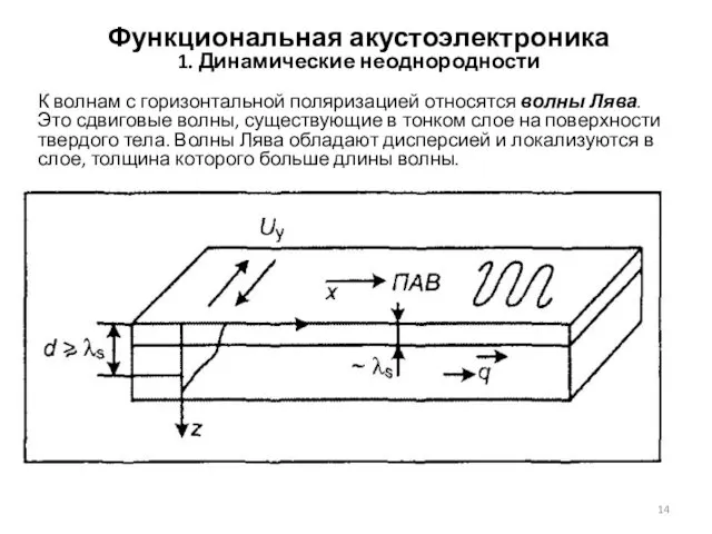 Функциональная акустоэлектроника 1. Динамические неоднородности К волнам с горизонтальной поляризацией