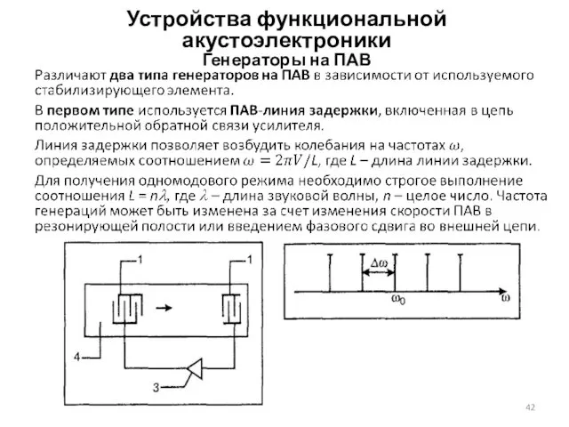 Устройства функциональной акустоэлектроники Генераторы на ПАВ