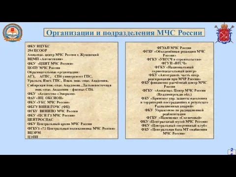 26 ФГУАП МЧС России ФГБУ «Объединённая редакция МЧС России» ФГКУ