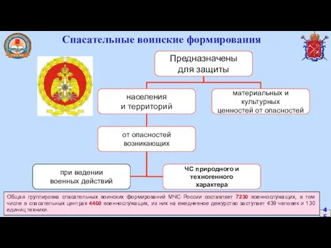 45 Спасательные воинские формирования Общая группировка спасательных воинских формирований МЧС