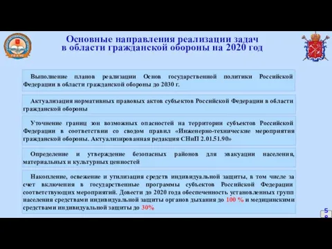 Основные направления реализации задач в области гражданской обороны на 2020