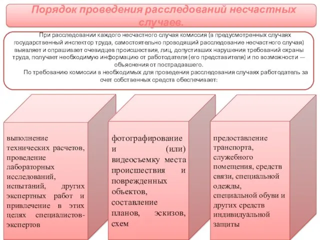 Порядок проведения расследований несчастных случаев. выполнение технических расчетов, проведение лабораторных