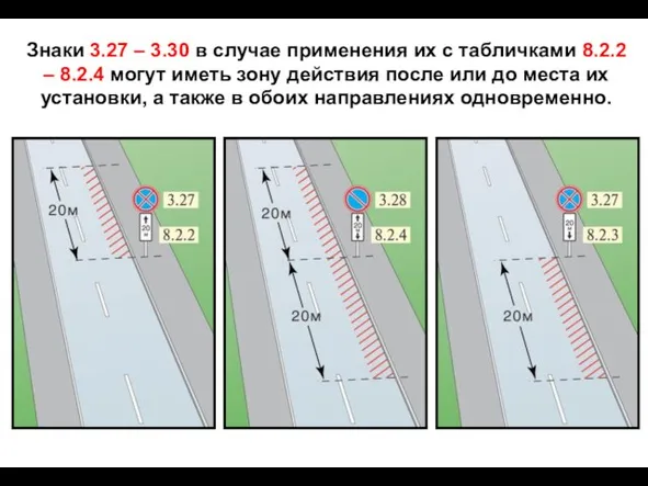 Знаки 3.27 – 3.30 в случае применения их с табличками