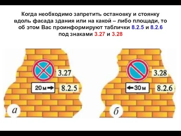 Когда необходимо запретить остановку и стоянку вдоль фасада здания или