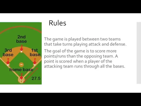 Rules The game is played between two teams that take
