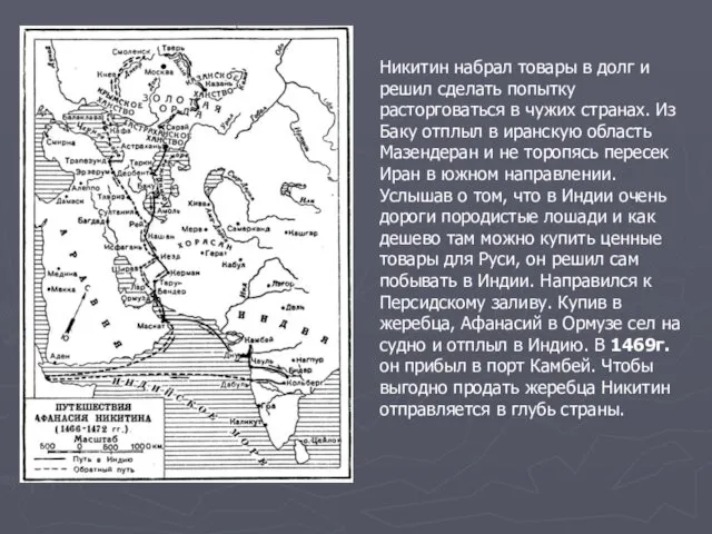 Никитин набрал товары в долг и решил сделать попытку расторговаться