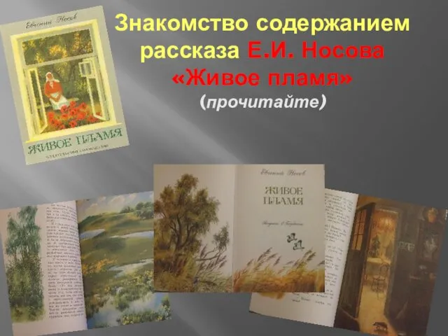 Знакомство содержанием рассказа Е.И. Носова «Живое пламя» (прочитайте)