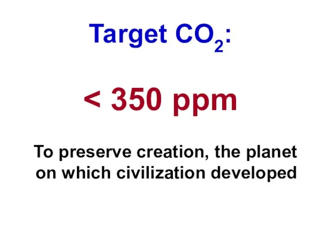 Target CO2: To preserve creation, the planet on which civilization developed